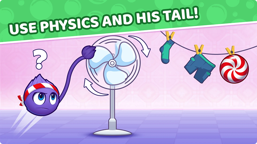 use physics and his tail!